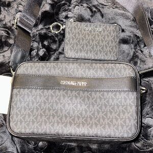 Michael Kors Kenley Black Bag with Matching Keychain Wallet